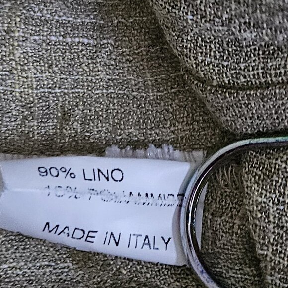 Tobasco Top Women US 10 /46 Olive LS Linen Blend Italy Breathable Summer Buttons - Picture 13 of 16